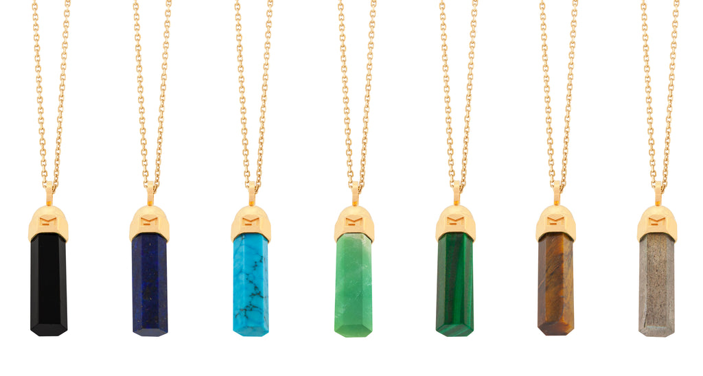 Malachite Hexagon Bolt Pendant Necklace