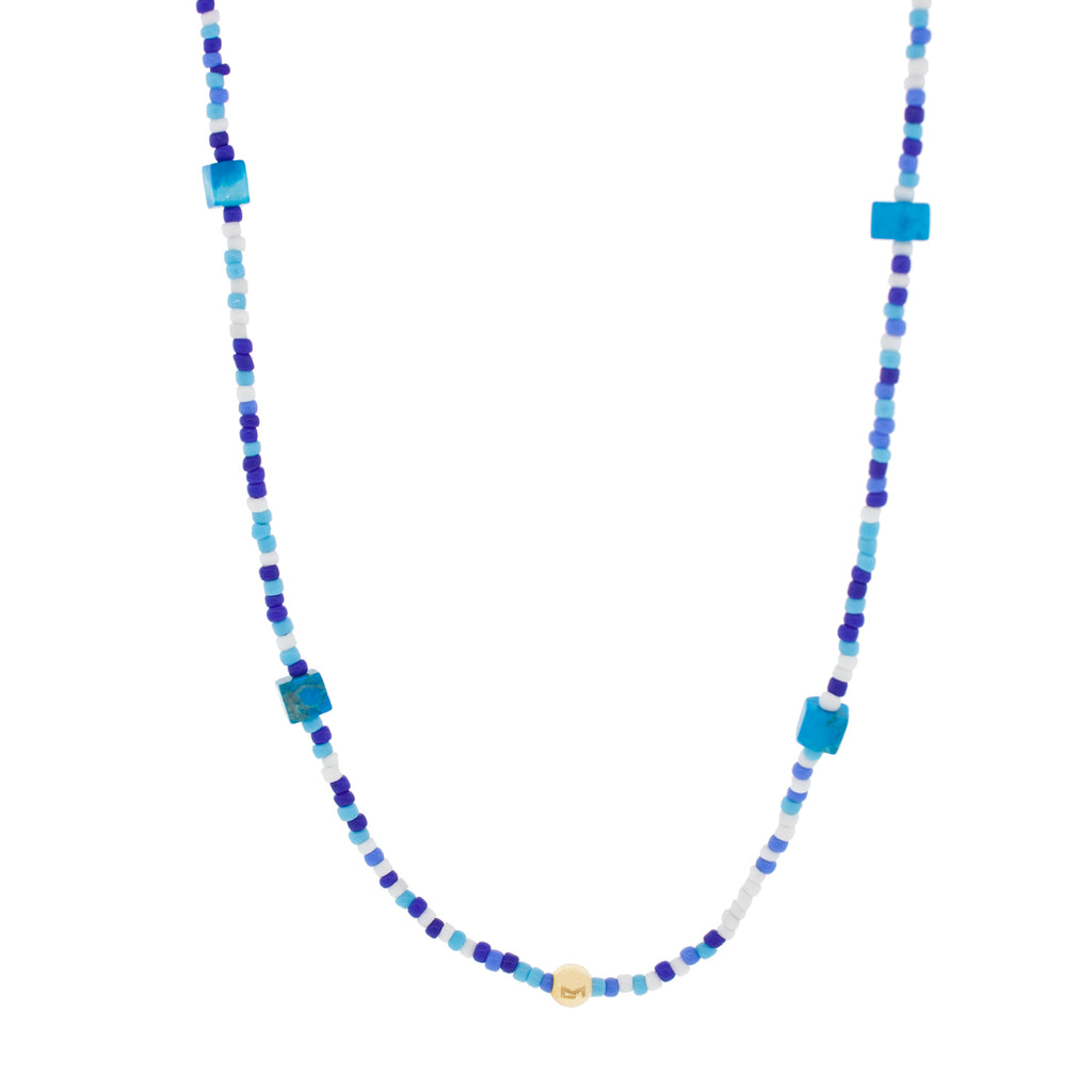 Height Of Summer Logo Ball Blue Beaded Necklace