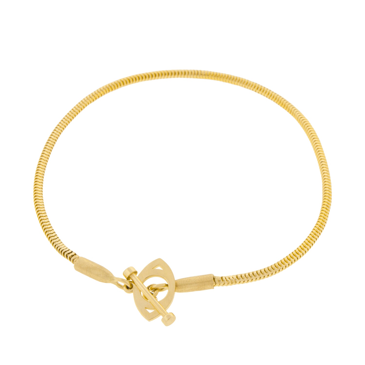 LUIS MORAIS 14K Yellow Gold Snake Chain Bracelet with Eye and Toggle Clasp