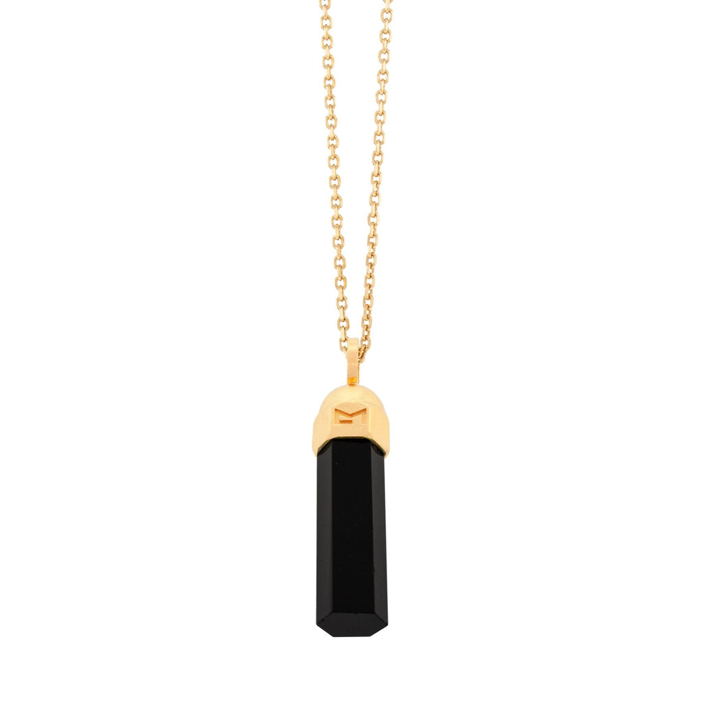 LUIS MORAIS 14k yellow gold Onyx bolt pendant necklace.