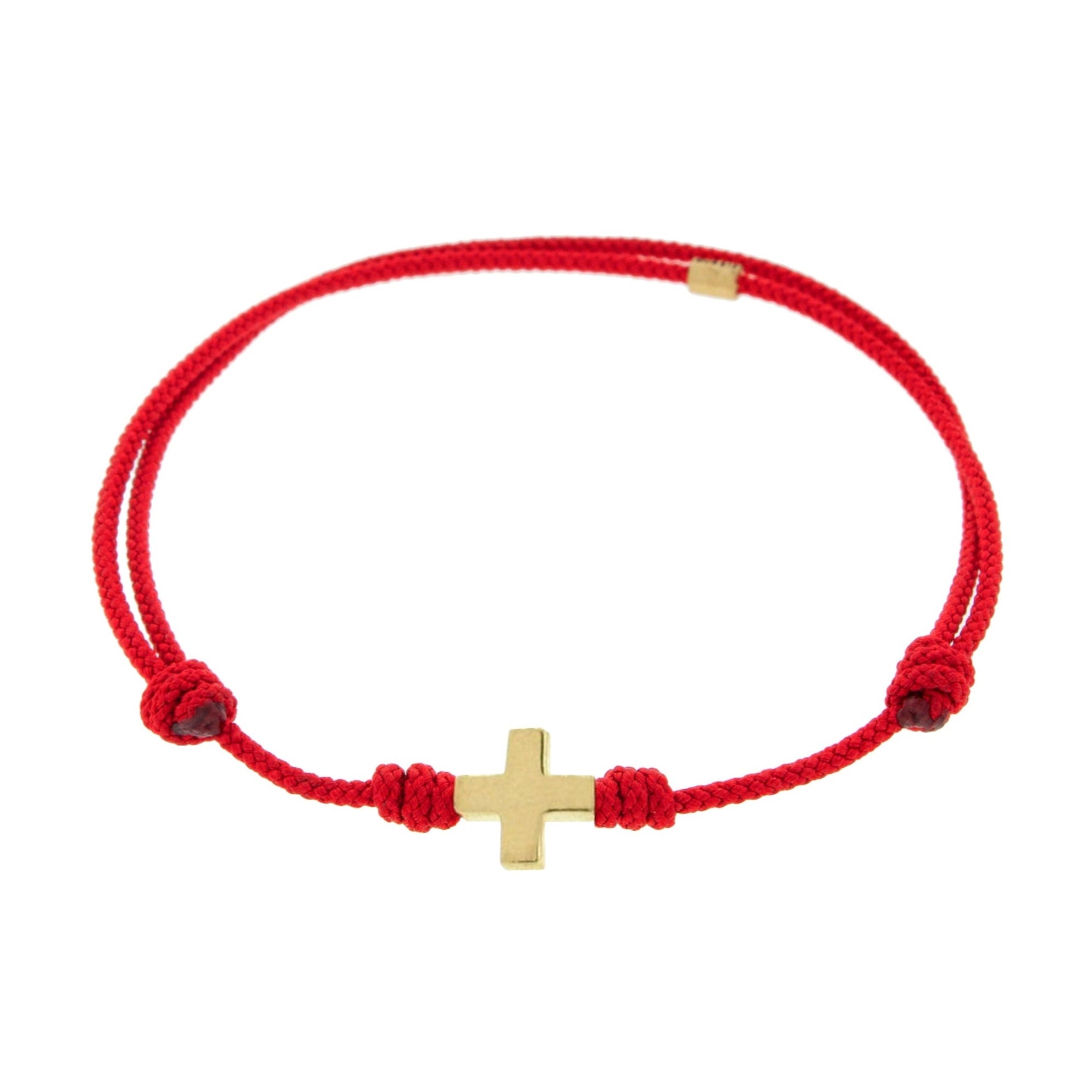 LUIS MORAIS 14k Yellow Gold Cross On Cord Bracelet.