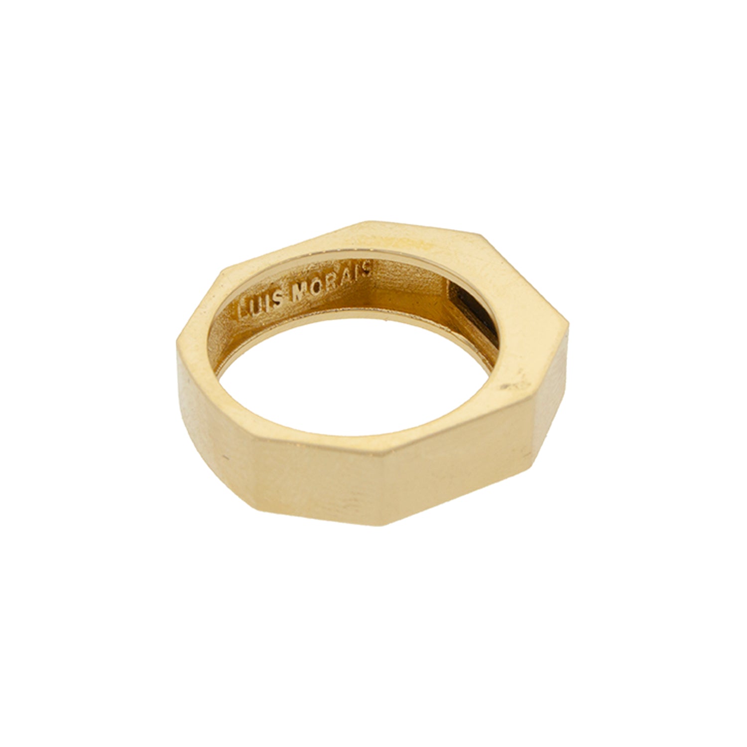 14k Yellow Gold Gemstone Geo Ring with Tiger's Eye