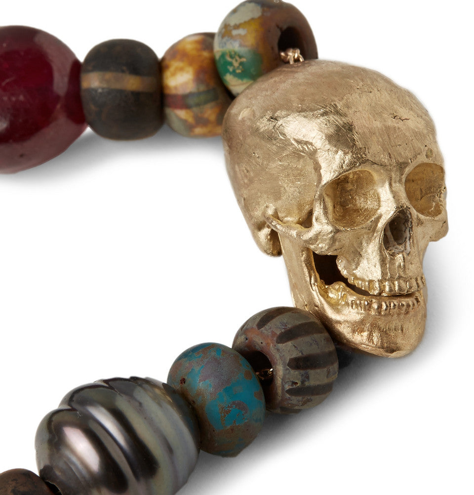 G6 MULTI SKULL WITH CLASP WITH A BLACK PEARL BRACELET