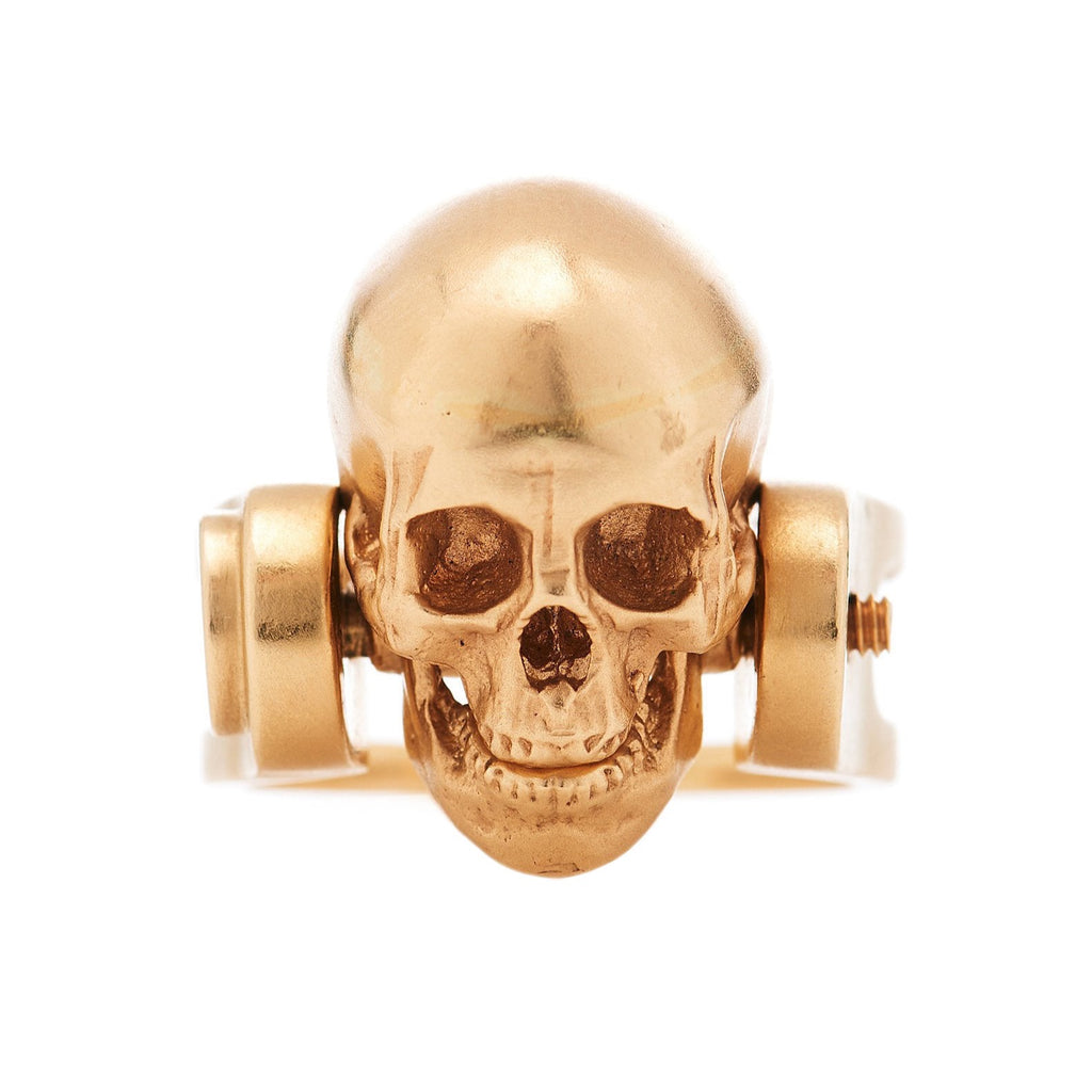 Crâne en or avec anneau de mâchoire mobile