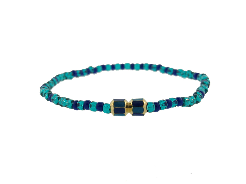 Gold Double Octagon On Beaded Bracelet