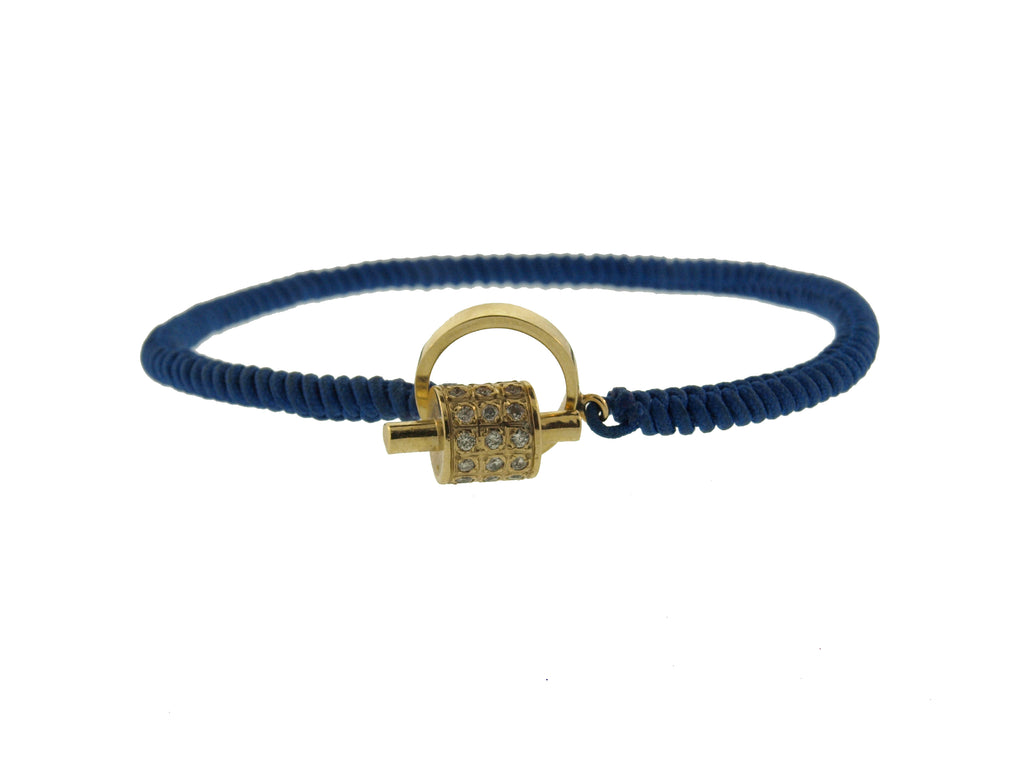 Gold Bindu Toggle With Diamonds On Macrame Bracelet