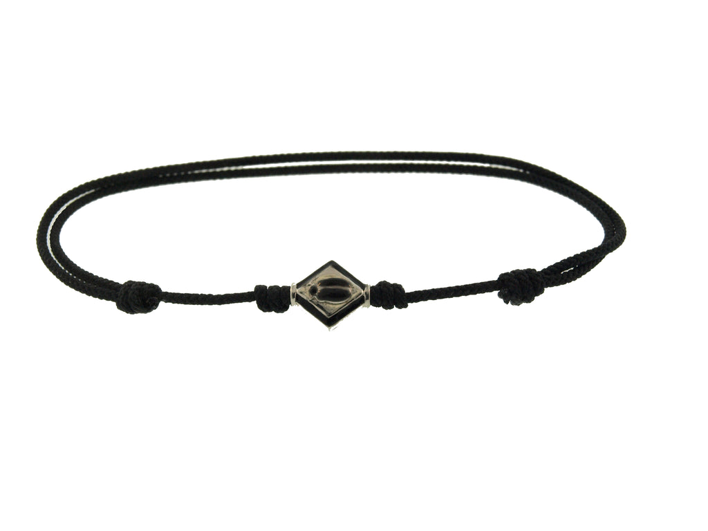 Gold Scarab Lozenge On Cord Bracelet