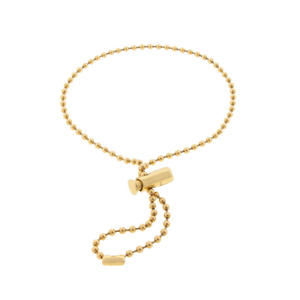 LUIS MORAIS 14k Yellow Gold Adjustable Push Cord on a Ball Chain Bracelet.