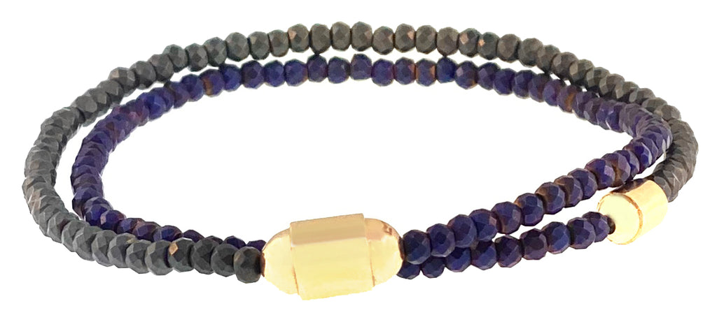 Round Gold Bolt Bead Double Wrap Bracelet