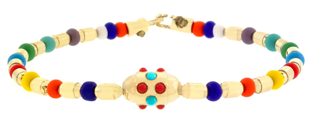 Cabochon Bolt Bead and Round Bolt Beads Bracelet