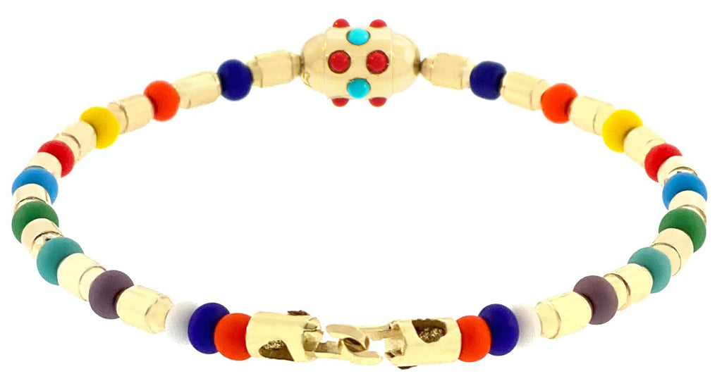 Cabochon Bolt Bead and Round Bolt Beads Bracelet