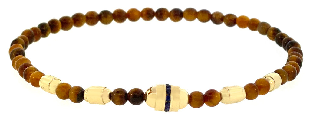 Round Bolt Bead with Blue Sapphires and All Gold Bolt Beads Bracelet